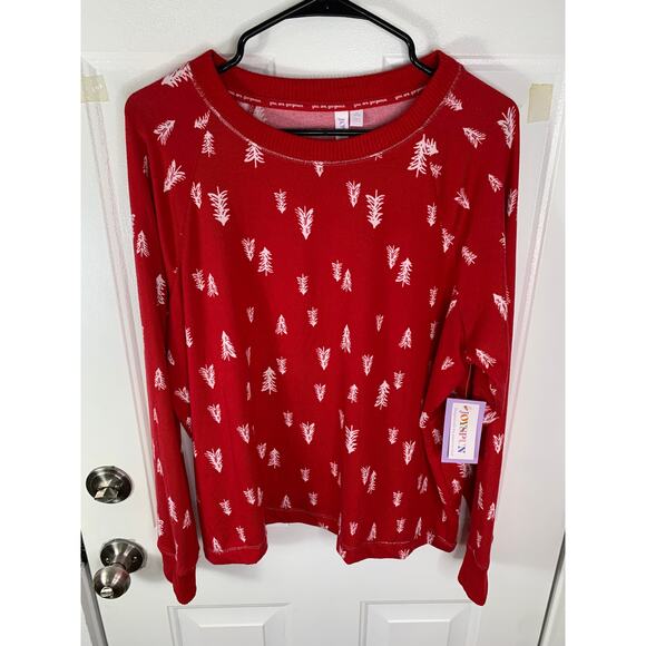 NEW Joyspun Women’s Pajama Top Red Tree Print Size XL (16–18) - Picture 1 of 6